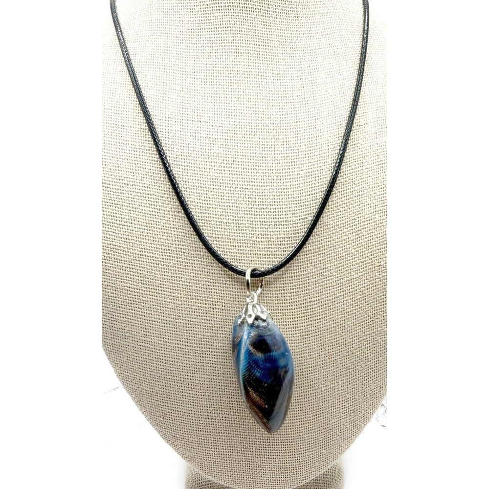 Black Cord (new) Glass‎ Pendant Necklace Silver Tone Lobster Claw 20-22"